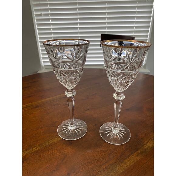 Cristal D’Arques France crystal Traditions Gold water wine goblets glasses x 2 - Picture 1 of 5